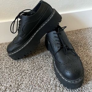 T.U.K. Black Platform Loafers size 11